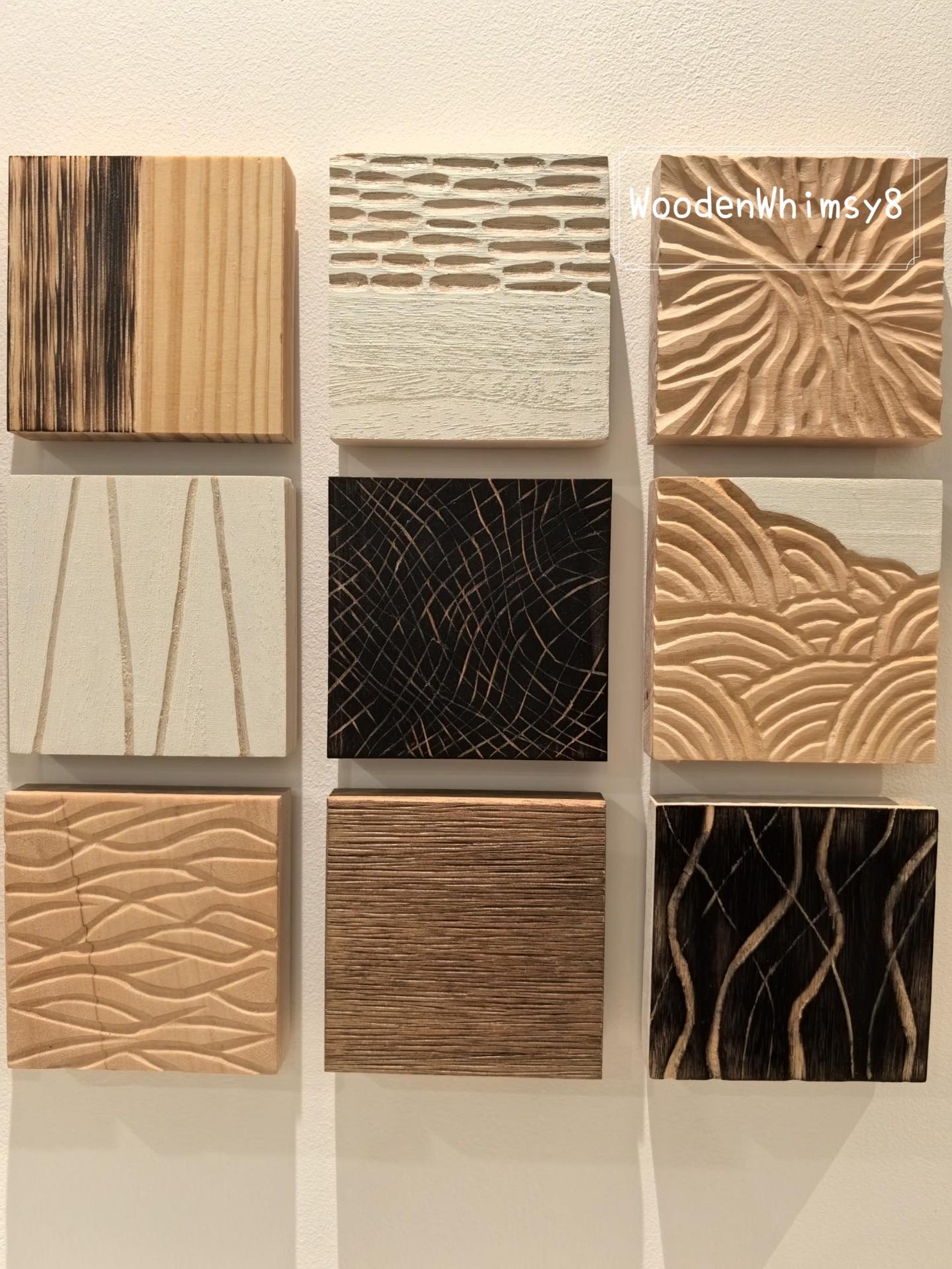 Photo inspiration: Wood Wall Art Tiles Minimalist Natural Texture Hand Carved Solid Photo Inspiration
