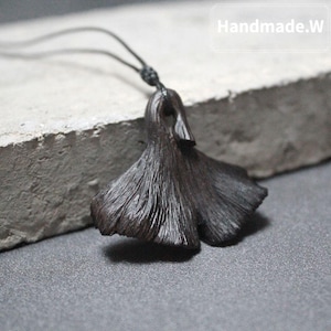 Ginkgo Leaf Necklace: Hand-Carved Ebony Wood - Nature Inspired Charm
