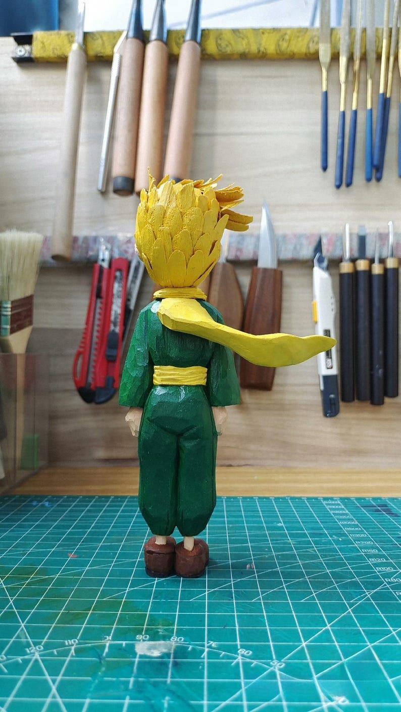 The Little Prince Figurine: Hand-Carved Wood with Eco-Friendly Paint, Storybook Character Desk Decor, Literary Gift image 8