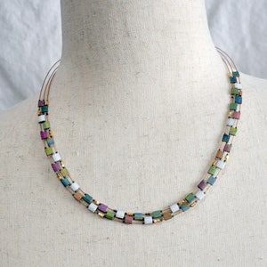 Squares glass tile and rose gold necklace