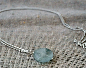 Aquamarine gemstone sterling silver necklace