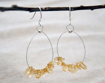 Citrine gemstone sterling silver earrings