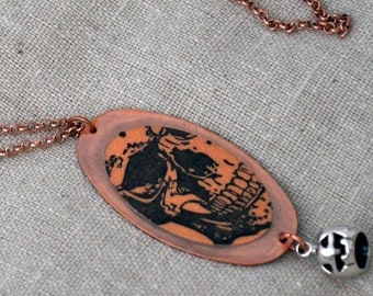 Happy Halloween copper pendant rose gold fill chain necklace