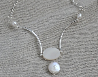 My Reproductive Organs freshwater pearl and shell sterling silver necklace (regular scale and small scale versions)