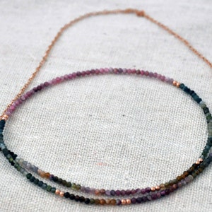 Henceforth tourmaline gemstone rose gold fill necklace