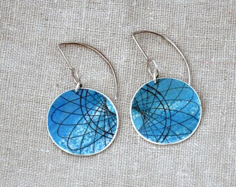 Atomic graphic silver earrings