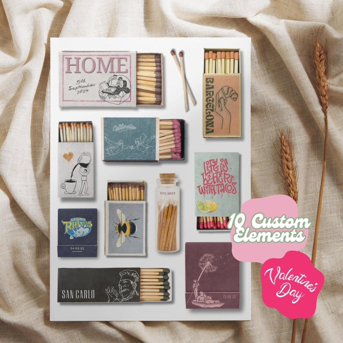 CUSTOM MATCHBOOK ART Personalized Digital Matchbox Gift Large Matches ...