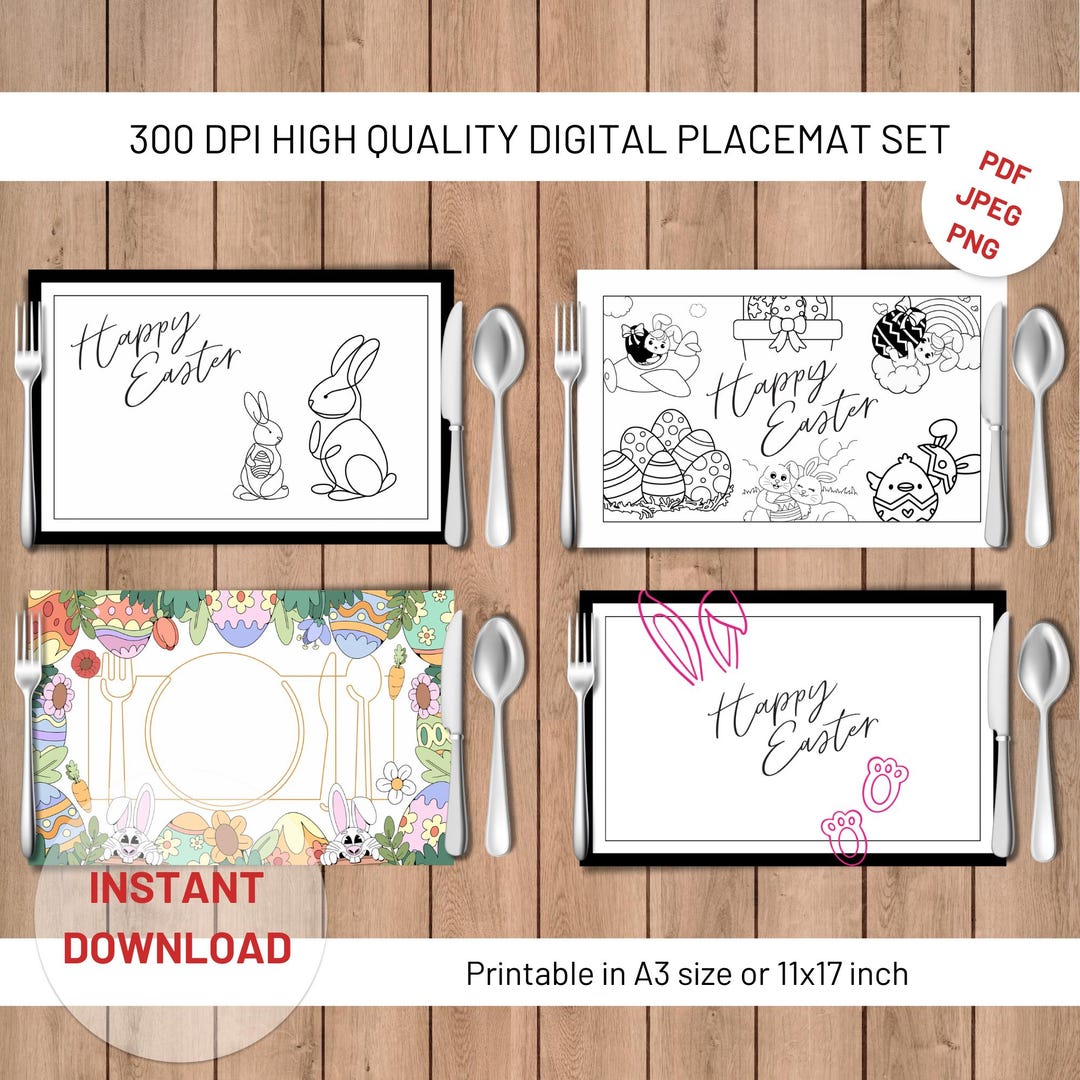 Printable Easter Placemat for Kids - Coloring Easter Activity Mat ...