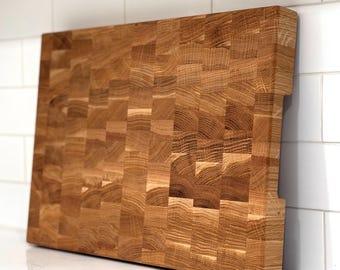Tabla de cortar grande de madera de roble, tabla para trinchar para barbacoa, regalo para chef (30 x 40 x 3,8 cm)