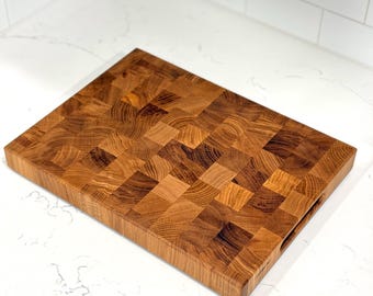 Tabla de cortar de roble con veta transversal, tabla grande para embutidos (30 x 40 x 3,8 cm)