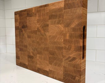 Tabla de cortar de roble macizo hecha a mano, bloque de cocina para picar (30 x 40 x 3,8 cm)