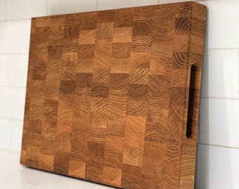 Tabla de cortar de roble de grano final, bloque de madera para picar, tabla para servir (30 x 40 x 3,8 cm)