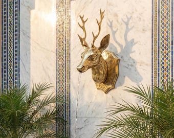 Handmade Brass Deer Head faucet - Fountain Spout – Moroccan Garden Water Feature