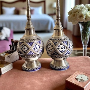 Moroccan Perfume Sprayers (Set of 2): Handmade Amazigh Pottery & White Metal