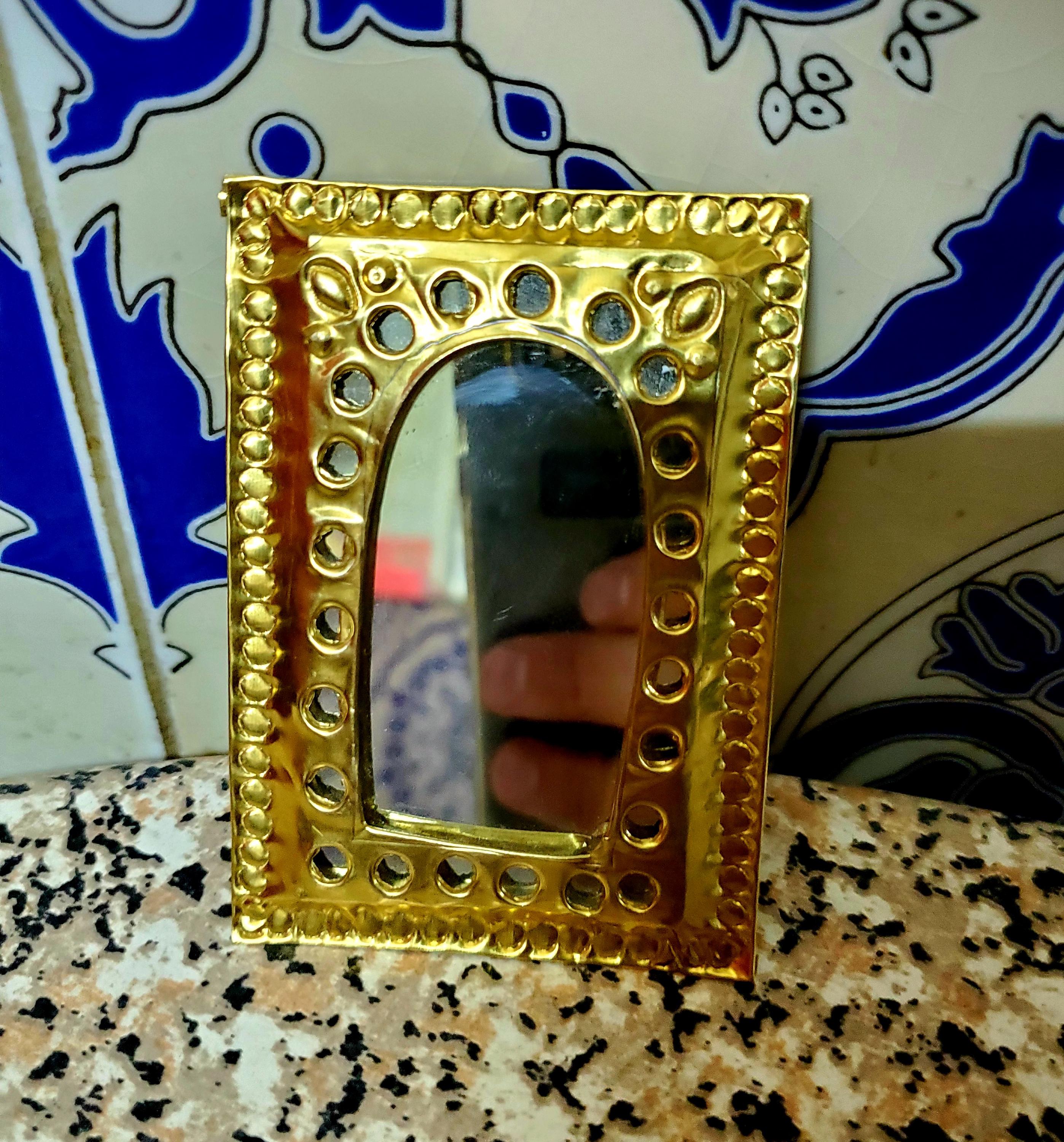 ベルギー製1960年代照明付きオーバル型アンティークミラー壁掛け式