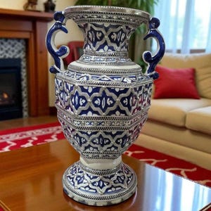 Handmade Moroccan Pottery Vase: Colorful Amazigh Ceramic Art