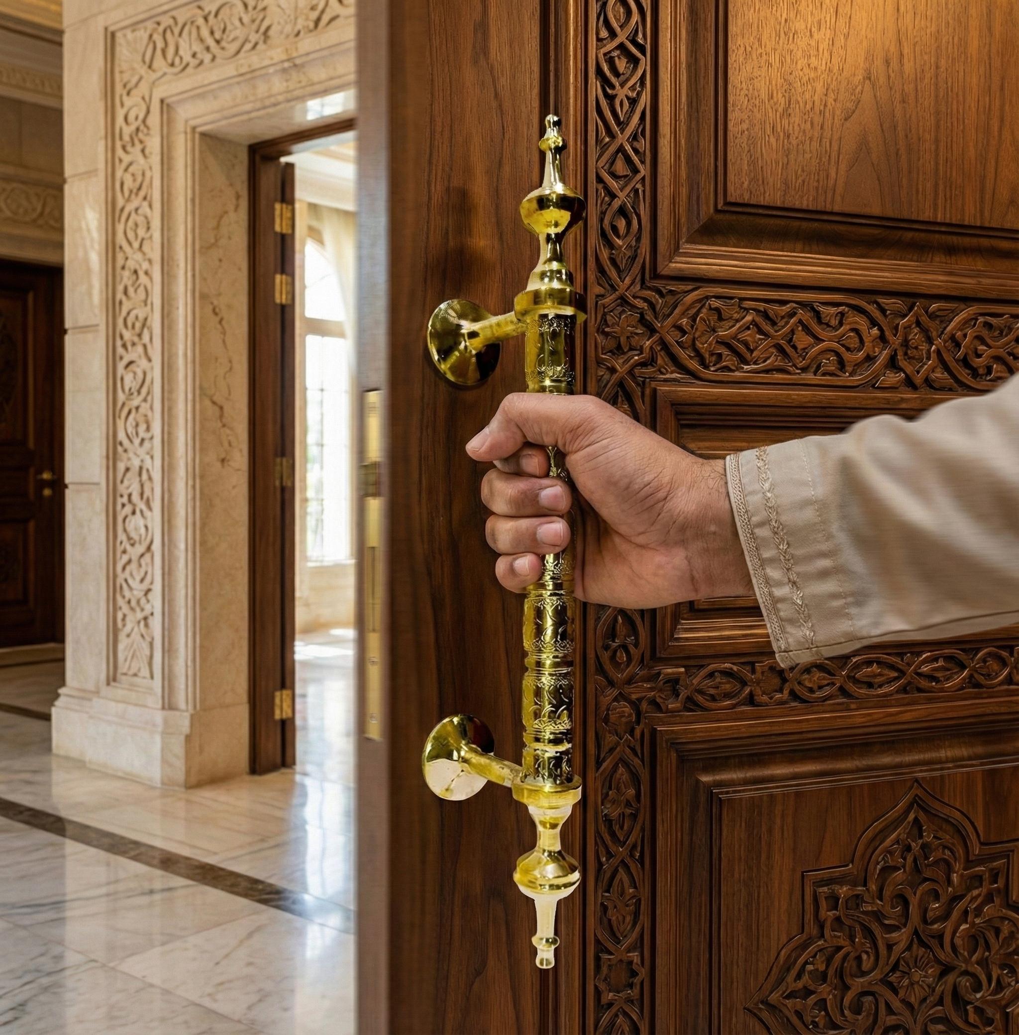 Handmade Moroccan Brass Door Handle – Traditional Engraved Pull