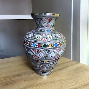 Handmade Moroccan Pottery Vase: Berber Tribal Art Decor