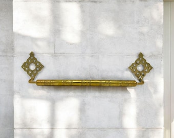 Handmade Brass Towel Holder: Moroccan Bathroom Decor, Modern Elegance