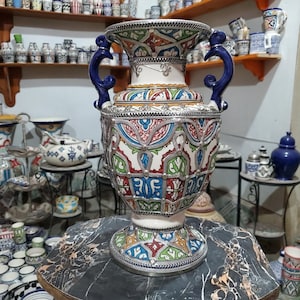 Handmade Moroccan Pottery Vase: Colorful Amazigh Ceramic Art