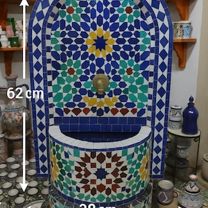 Moroccan Zellige Mosaic Fountain: Handmade Indoor/Outdoor Decor