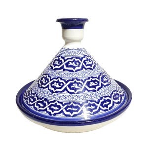 Handmade MoroccanTagine -Blue White Ceramic Pot-Cooking pot Tagine -moroccan cuisin-morracon food