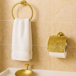 Set da bagno di lusso in ottone fatto a mano: elegante decorazione marocchina per un tocco senza tempo