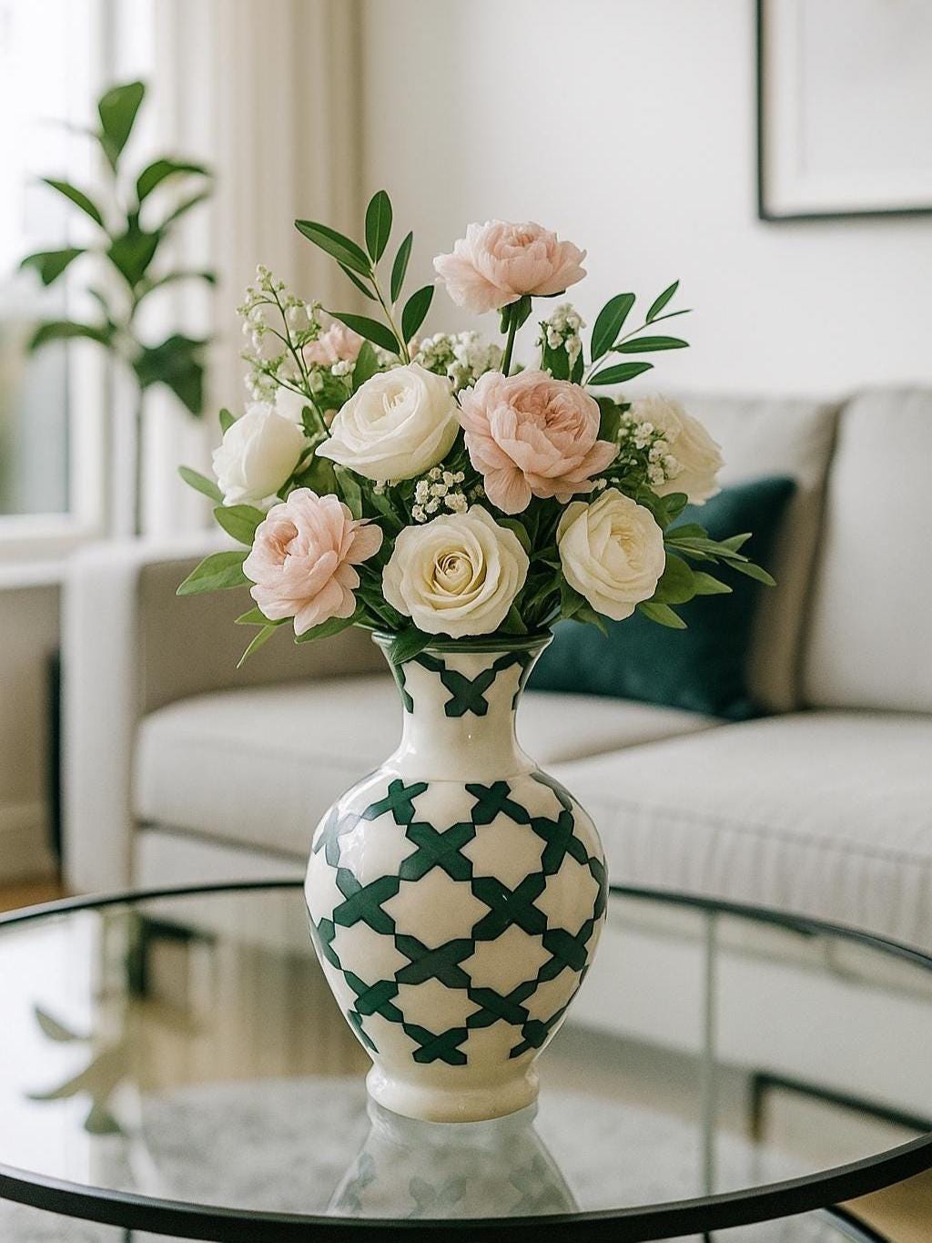 手作りの幾何学模様が美しいモロッコ風陶器の花瓶 – モダンな