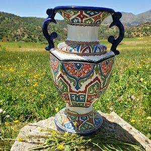 Handmade Ceramic Vase: Boho Home Decor, Moroccan Poterie - 35cm-dicorative Vase-flower vase