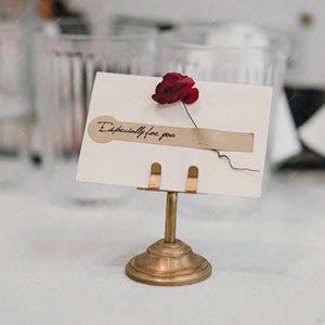 porte-cartes de table vintage en laiton, clip décoratif pour carte de visite, support d'enseigne de bureau en laiton massif pour café, mariage, présentoir de bureau