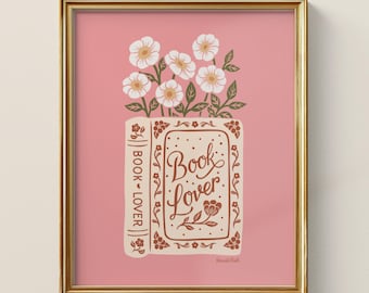Hand Drawn Book Lover Art Print: Library Wall Decor (Digital Download