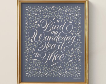 Navy Blue Hymn Lyrics Art Print: Christian Home Decor (Digital Download)
