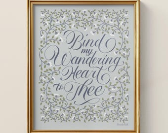 Dusty Blue Hymn Lyrics Art Print: Christian Home Decor (Digital Download)