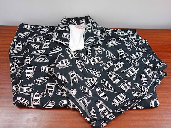 50's Cabana Beach Set Vintage Novelty Print Boats
