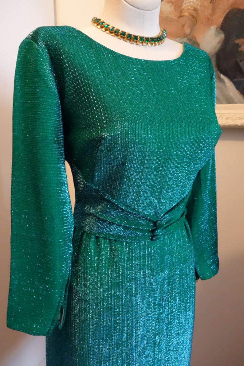 Green Lurex Glitter Vintage Cocktail Wiggle Dress 50s 60s Etsy