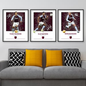 Aston Villa 3 Plakat Pakiet Rabatowy | Wydruki Piłkarskie | Plakat | Sztuka Piłkarska na Ścianie