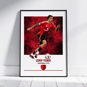Leny Yoro Manchester United Poster: Football Art Print