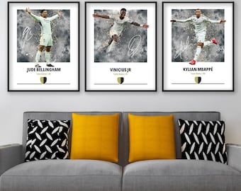 Football Poster Bundle: Bellingham, Mbappe, Vinicius Jr, Ronaldo