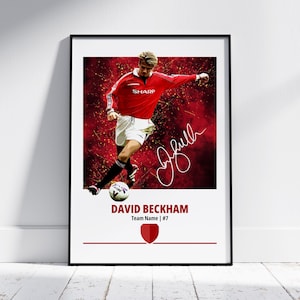 David Beckham Man United Poster: Football Art Print