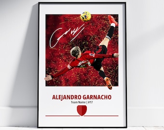 Alejandro Garnacho Overhead Kick Poster: Football Posters, Football Prints