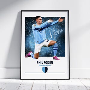Pôster de Phil Foden: Impressão artística do futebol do Manchester City