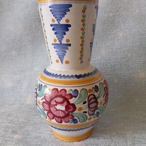 Vintage Slovak Ceramic Vase • Hand-Painted Folk Art Modra • 21 cm • 1970s