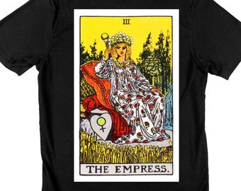 Schwarzes T-Shirt Tarotkarte Kaiserin - Bringt Glück Positive Energie
