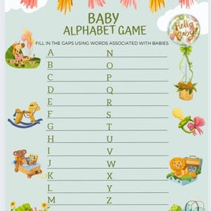 Baby Shower Alphabet