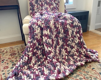 Handmade Knit Throw Blanket (Custom Colors & Sizes)
