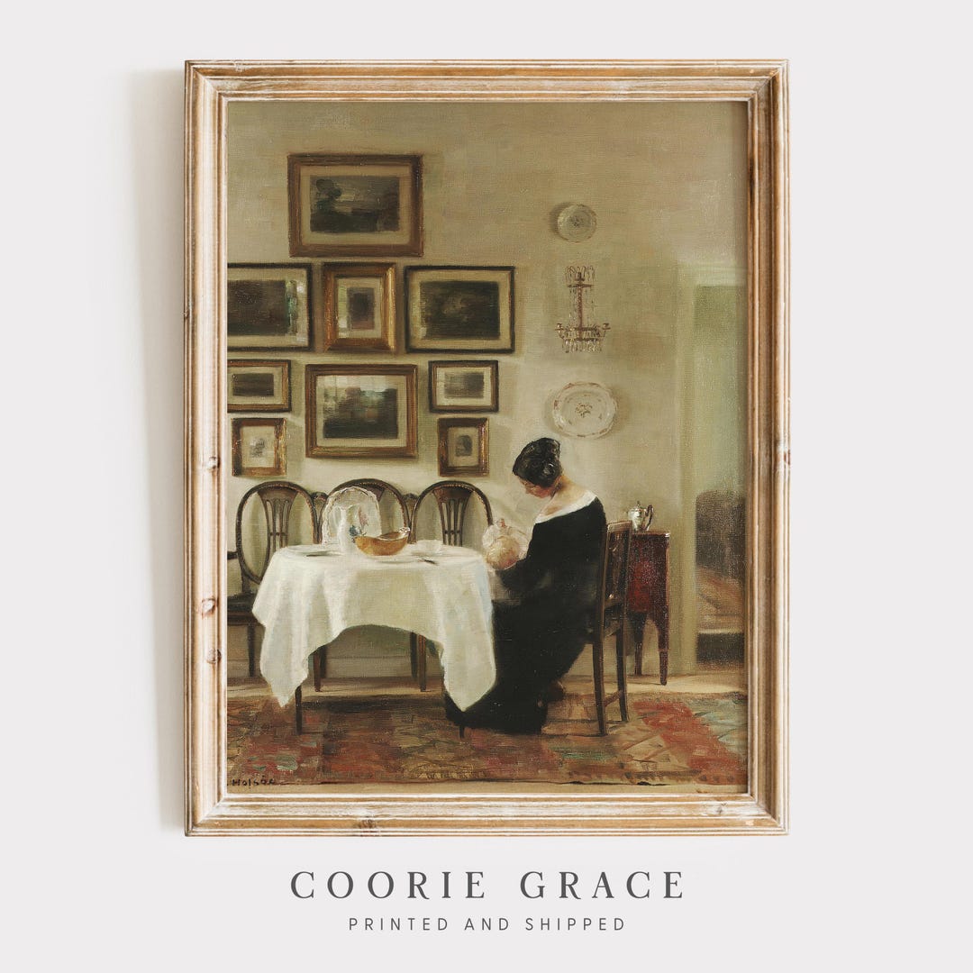 Elegant Interior With Woman | Vintage Giclée Print | Nordic Home Scene ...
