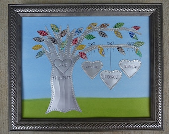 Ten Year Anniversary Gift, Aluminum Family Tree,  Customized, Personalized, 10 Years Wedding Gift, 10th Wedding Year - 10 year Anniversary -