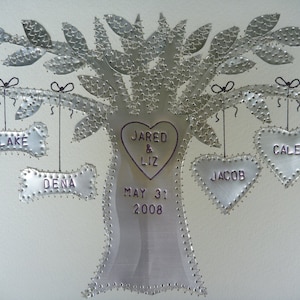 10 Year Anniversary, Personalized Names Wedding Date, Tin Anniversary, Wedding Gift, Hearts, Family Tree, 10th Wedding Anniversary, Alu