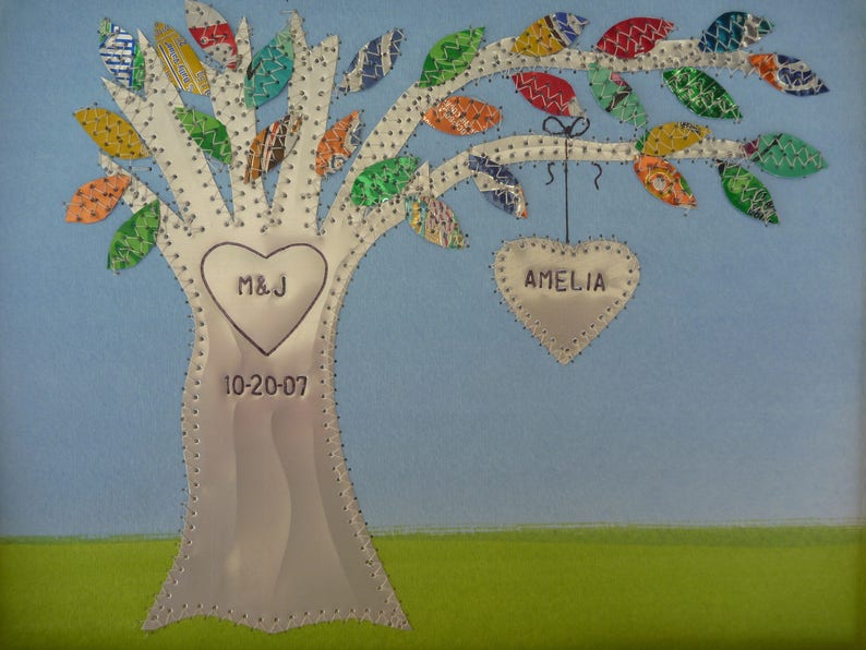 Tin Anniversary Wedding Gift Aluminum Tree Anniversary Etsy
