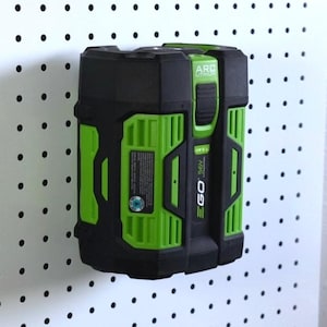 EGO 56V Battery Holder |  Peg-N-Lock Tool Organizer for EGO Batteries | Pegboard, Skadis, & Drywall Compatible | Pegboard Battery Mount |